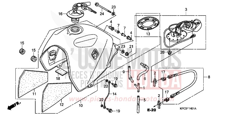 KRAFTSTOFFTANK/KRAFTSTOFFPUMPE (XL125V7/8) von Varadero 125 BLOOM RED METALLIC (R319) von 2007